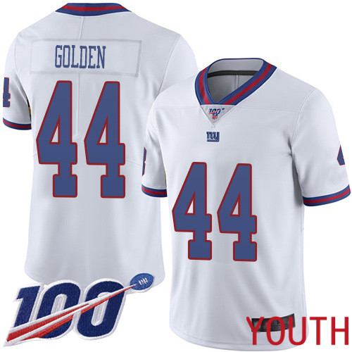Youth New York Giants 44 Markus Golden Limited White Rush Vapor Untouchable 100th Season Football NFL Jersey